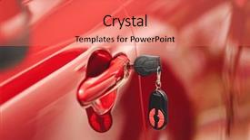  Presentation with car door lock - Amazing PPT theme having key in lock of door backdrop and a coral colored foreground