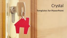  Presentation with house key - Colorful PPT theme enhanced with key in the keyhole backdrop and a coral colored foreground