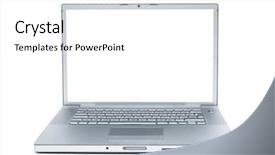  Presentation with laptop - Amazing slide deck having key individual - modern and stylish laptop backdrop and a  colored foreground