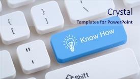  Presentation with keyboard - Colorful presentation enhanced with key intelligence - computer keyboard with know how backdrop and a sky blue colored foreground