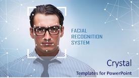  Presentation with face recognition - Presentation theme enhanced with key intelligence - concept of face recognition software background and a light blue colored foreground