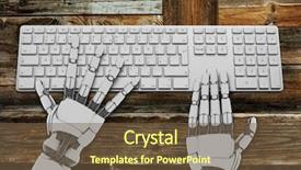  Presentation with robotic - Amazing presentation theme having key intelligence - futuristic robotic hand type backdrop and a tawny brown colored foreground