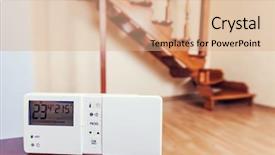  Presentation with key control - PPT layouts consisting of key intelligence - system climate control smart house background and a coral colored foreground