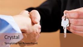  Presentation with peace education two smiley hands - Presentation theme having key is be given background and a coral colored foreground