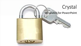  Presentation with encryption padlock and cyber - Cool new presentation theme with key isolated on white background backdrop and a  colored foreground