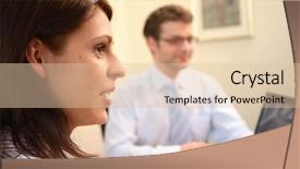  Presentation with professionals - Cool new presentation theme with key issues - professionals working with laptop backdrop and a lemonade colored foreground