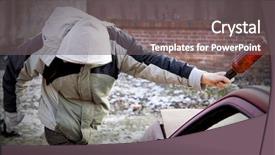  Presentation with windshield - Presentation theme with key issues - young hooligan smashing windshield background and a gray colored foreground