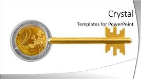  Presentation with euro - PPT theme featuring key made of euro coin background and a white colored foreground