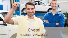  Presentation with mechanic repair - PPT layouts with key man - customer and mechanic smiling background and a  colored foreground