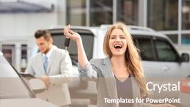  Presentation with dealership - PPT theme consisting of key near new car background and a  colored foreground