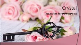  Presentation with light roses - Beautiful PPT theme featuring key of happiness conceptual photo backdrop and a lemonade colored foreground
