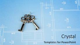  Presentation with house key - Cool new slides with key-on-house-plan-close backdrop and a light blue colored foreground