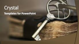  Presentation with bound - Cool new theme with key on old leather-bound backdrop and a gray colored foreground