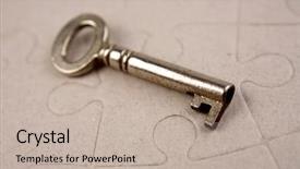  Presentation with unlock - Slides featuring key on puzzle background and a mint green colored foreground