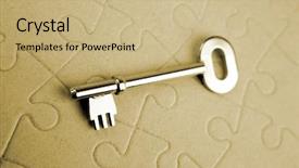  Presentation with unlock - Amazing slide deck having key on puzzle backdrop and a coral colored foreground