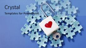  Presentation with lock key - Theme having key on top of puzzle background and a light blue colored foreground