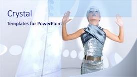  Presentation with touch screen - Amazing presentation having key points - futuristic children girl in silver backdrop and a sky blue colored foreground