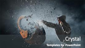  Presentation with power media - Cool new presentation theme with key power energy - young boxer woman mixed media backdrop and a dark gray colored foreground