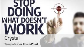  Presentation with stop - Beautiful PPT theme featuring key priority - business man pointing to transparent backdrop and a white colored foreground