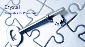  Presentation with jigsaw - PPT layouts enhanced with key resting on jigsaw puzzle background and a sky blue colored foreground