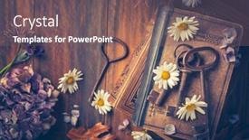  Presentation with vintage book - Amazing presentation design having key-to-knowledge-concept-old backdrop and a  colored foreground
