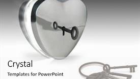  Presentation with metal - Slide set consisting of key unlocking a metal heart background and a  colored foreground