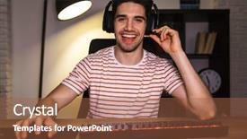  Presentation with sitting posture and computer ergonomics - Audience pleasing PPT layouts consisting of key visual - portrait of caucasian guy wearing backdrop and a red colored foreground