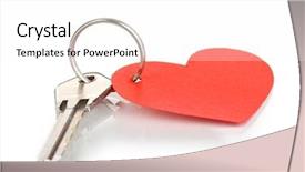  Presentation with house key - Audience pleasing presentation theme consisting of key with heart-shaped charm backdrop and a white colored foreground