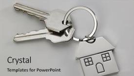  Presentation with house key - Cool new PPT theme with key with house shaped keyring backdrop and a  colored foreground
