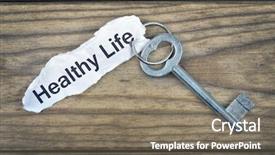  Presentation with healthy - Colorful presentation theme enhanced with key with message healthy life backdrop and a gray colored foreground