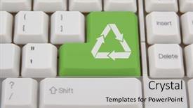  Presentation with recycling - Presentation having key with recycling symbol business background and a light gray colored foreground