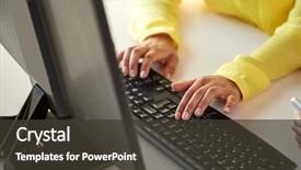  Presentation with african american business - Slide deck consisting of keyboard - business technology school people background and a dark gray colored foreground