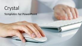  Presentation with holding hands - Amazing presentation design having keyboard and holding computer mouse backdrop and a light gray colored foreground