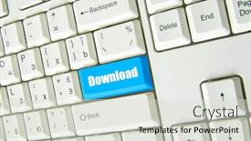  Presentation with download - Beautiful theme featuring keyboard blue key download backdrop and a soft green colored foreground