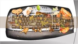 Presentation with food habit adoption - Slide set with keyboard-covered-with-food-remnants background and a coral colored foreground