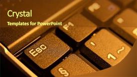  Presentation with key account management - PPT theme having keyboard detail with escape key background and a tawny brown colored foreground