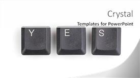  Presentation with yes - Slide set enhanced with keyboard keys saying yes isolated on white background and a white colored foreground