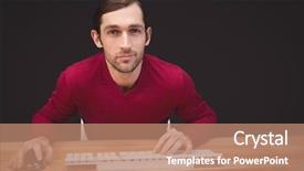  Presentation with creative - Theme with keyboard mouse - portrait of confident creative businessman background and a  colored foreground