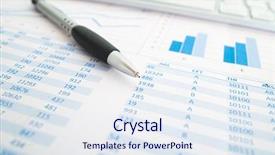  Presentation with pen - PPT layouts enhanced with keyboard-pen-and-documents background and a sky blue colored foreground