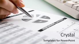  Presentation with business plan - Amazing slides having keyboard report - close-up of female hand making backdrop and a white colored foreground