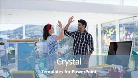  Presentation with giving - PPT layouts featuring keyboard skills - happy couple giving high five background and a teal colored foreground