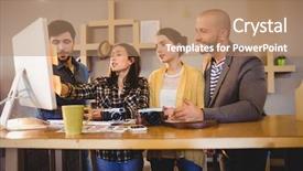  Presentation with teal no graphic - Colorful slides enhanced with keyboard skills - team of graphic designers working backdrop and a  colored foreground