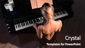  Presentation with blue piano - Cool new presentation theme with keyboard skills - woman playing piano backdrop and a wine colored foreground