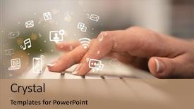  Presentation with application - PPT layouts featuring keyboard with drawn application background and a coral colored foreground