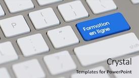  Presentation with slogan - Presentation design featuring keyboard with french slogan formation background and a light gray colored foreground