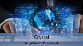  Presentation with global - PPT theme having keyboard with global system background and a teal colored foreground