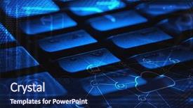  Presentation with virtual memory in cloud computing - Presentation theme consisting of keyboard with glowing cloud computing background and a navy blue colored foreground