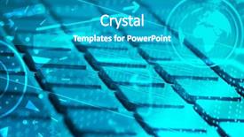  Presentation with keyboard - Presentation design featuring keyboard with glowing icons technology background and a teal colored foreground