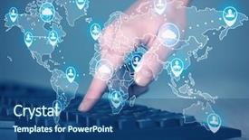  Presentation with high tech illustration - Colorful presentation design enhanced with keyboard with high tech user backdrop and a ocean colored foreground