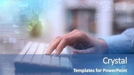  Presentation with international business - Presentation enhanced with keyboard with international system background and a ocean colored foreground